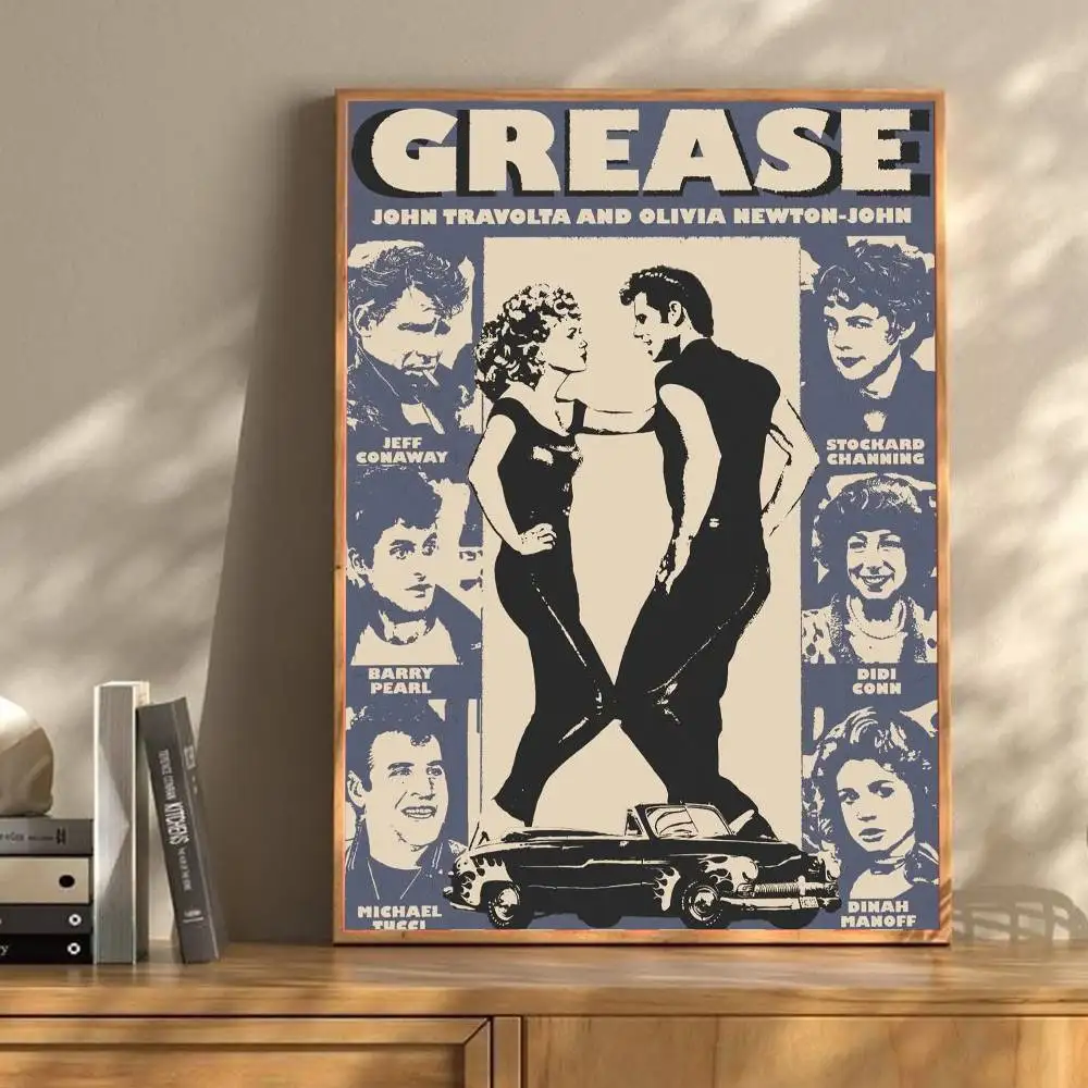 GREASE-Vintage Movie Klassieke filmposters HD-kwaliteit Poster Wall Art Painting Study Nordic Home Decor - afbeelding 1