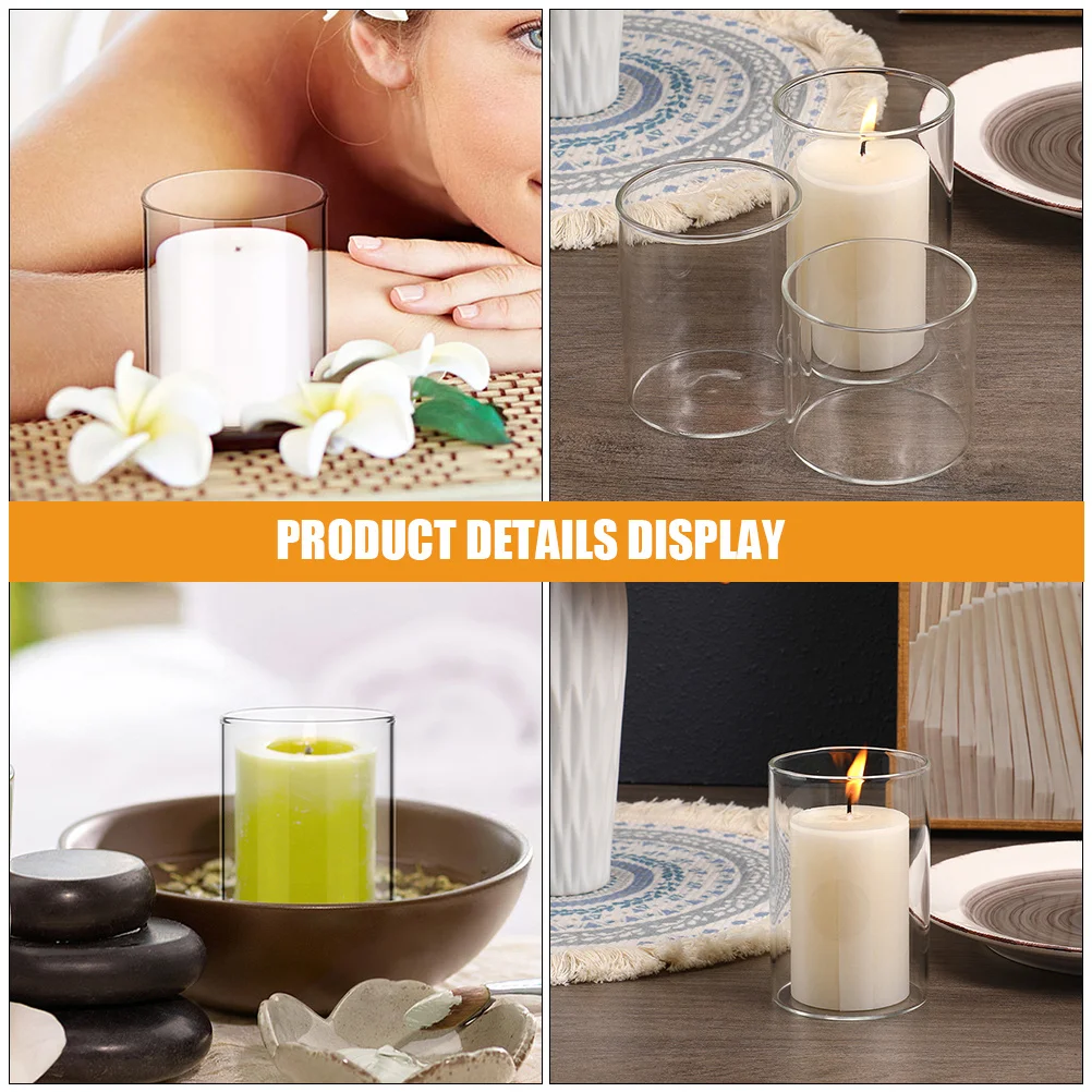 3 قطع كوب زجاجي أنيق حاوية إضاءة للشاي لتجمع المنزل مجموعة حامل مجوف لتزيين العشاء الرومانسي