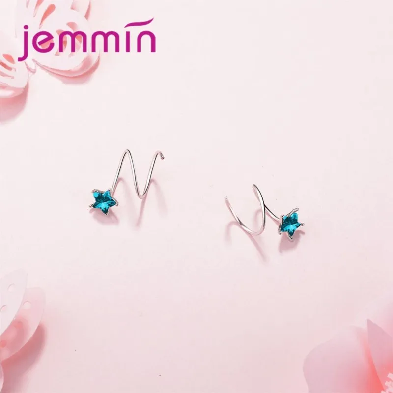 Attractive Fashion Jewelry Accessories 925 Sterling Silver Women Spiral Ear line Push Back Stud Earrings