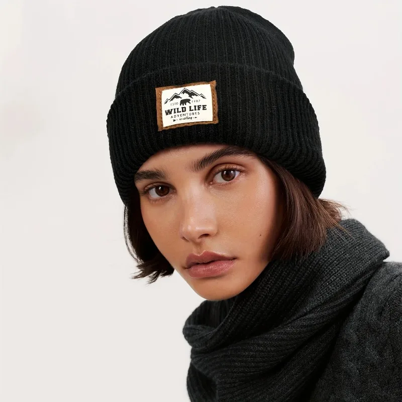 

Зима-Осень вязаная шапка-бини, мягкая эластичная теплая велосипедная шапка с черепом, ветрозащитная мужская и женская походная походная шапка для кемпинга