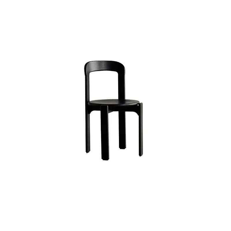 Retro solid wood dining chair, stackable back chair