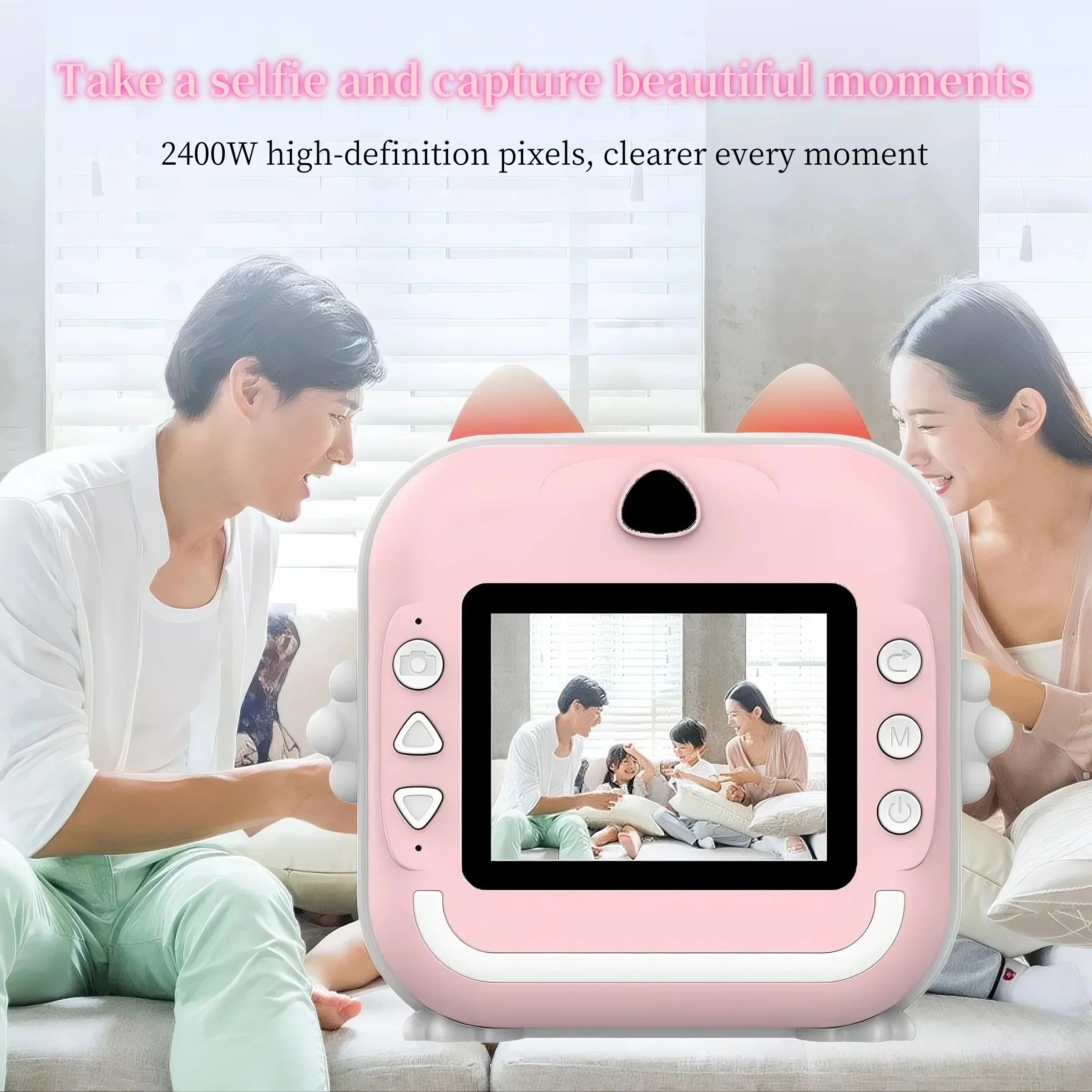 Cámara para niños con impresión instantánea, Mini cámara de vídeo Digital para niños, pantalla HD, aplicación, conectar juguetes de cámara digital para niños como regalo
