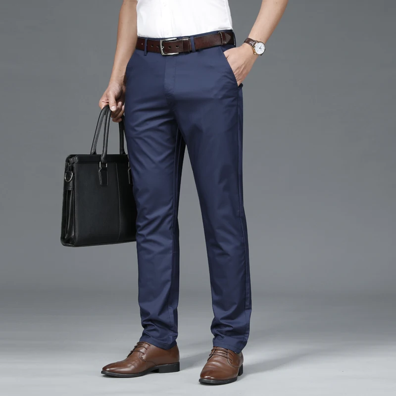 High-End Quality Business Casual Pants Men's Summer Thin Loose Elastic 2024 New Straight Suit Pants Men