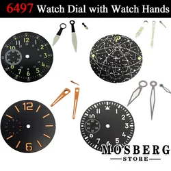 36mm 37mm 38.5mm 39mm Watch Dial With Watch Hands Sterile Green Luminous For Eta6497 6498 Sea Gull St3600 Series Movement