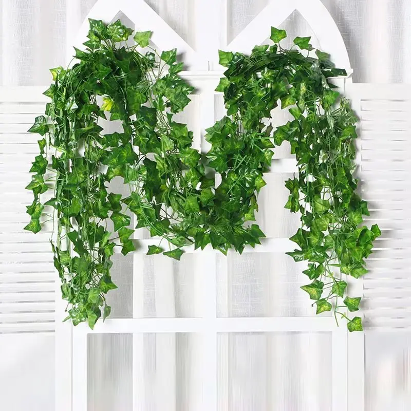 Cheap Artificial Hanging Plants Vine Leaves Green Festival Garland Outdoor Home Wedding Party Scrapbooking Diy Garden Decoration image 3
