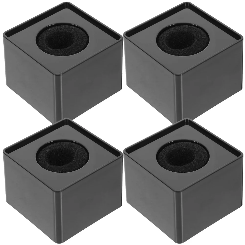 4 Pcs Mini Microphone Label Flag Cube Logo Interview Station Isolation Black Cover