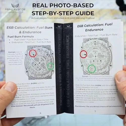 

E6B Flight Computer Kit for Pilots – Mechanical Calculator with Plotter, Guide & Case – FAA Prep & Flight Training