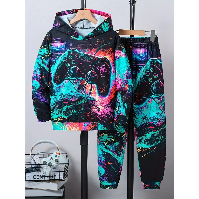 جديد الخريف لعبة وحدة التحكم سباق نمط 3D طباعة كاملة مقنعين البلوز والسراويل الرياضية مجموعة مناسبة للرجال
