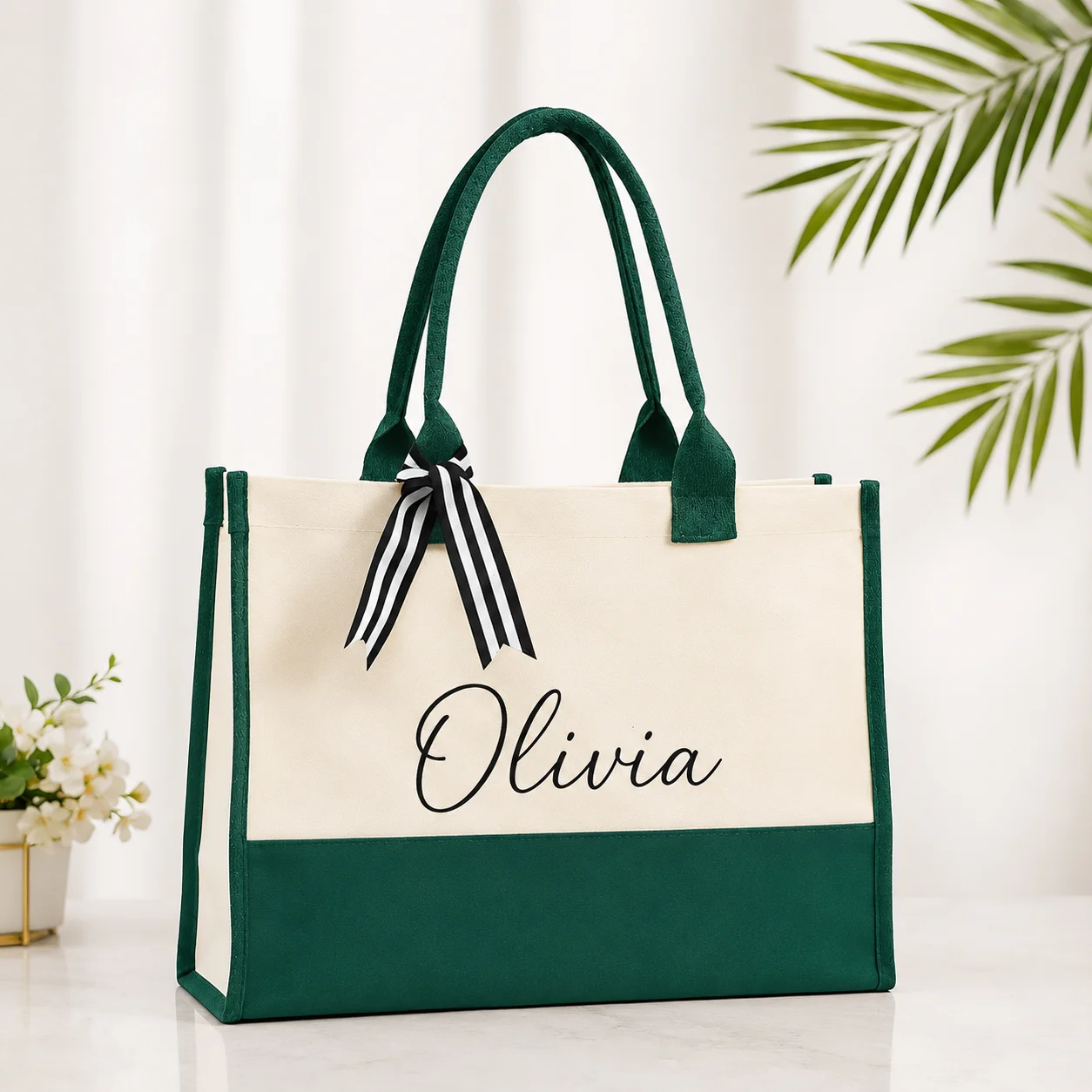 Canvas Tote Bag Customized Logo Text Name Carry Bag Large Capacity Shopping Bag Personalized Company Promotional Unique Gift Bag