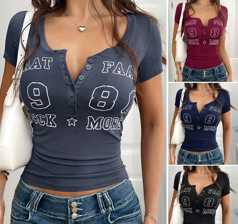 

Black T-shirt Women Autumn Letter Print Streetwear Long Sleeves O-Neck Bodycon Sexy