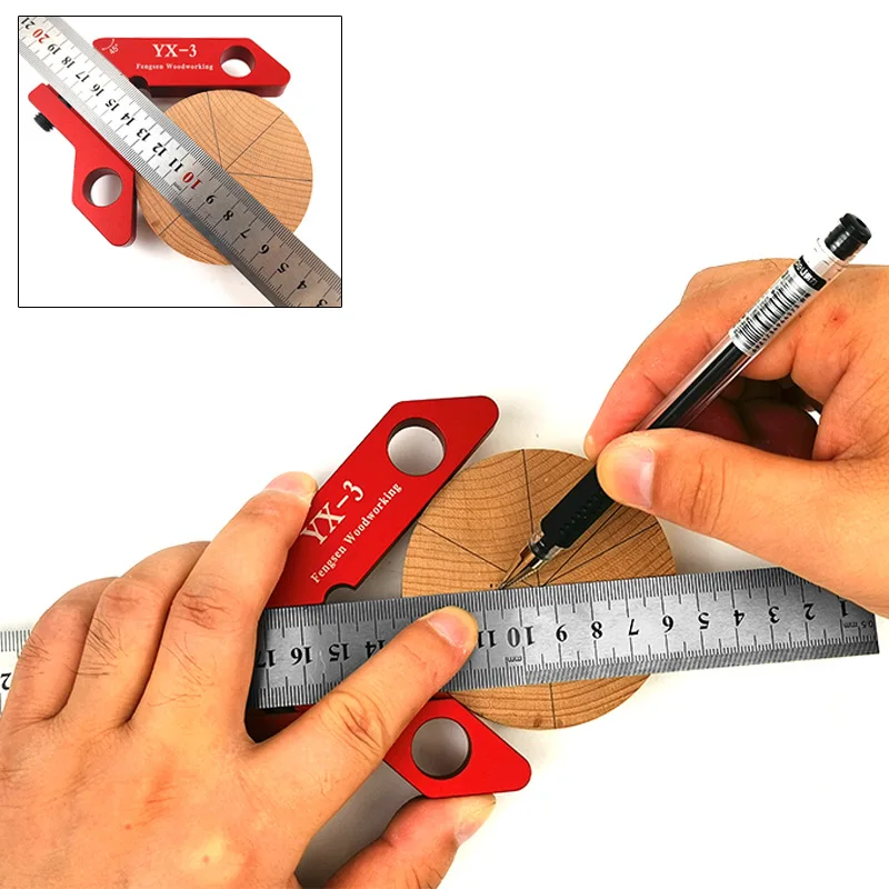 O50 Center Line Scribe Wood Ruled  30CM Woodworking Scriber Finder 45 90 Degrees Angle Line Caliber Ruler Measuring Tool