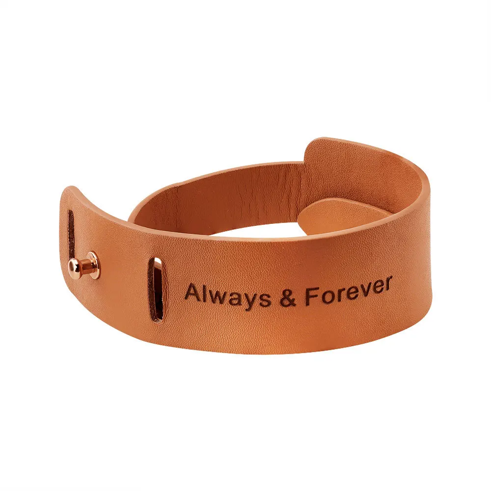 2023 Vintage Personalized Leather Bangle Bracelet For Men Custom Engraving Anniversary Date Wristband Retro Jewelry Gifts