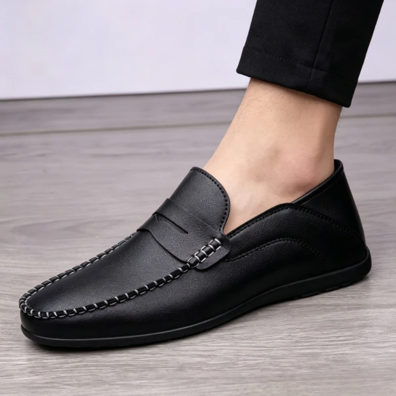 Summer Man Loafers Wedding Dress White Driving Moccasins Footwear Men Casual Shoes Split Leather Slip On Lightweight Male Shoes