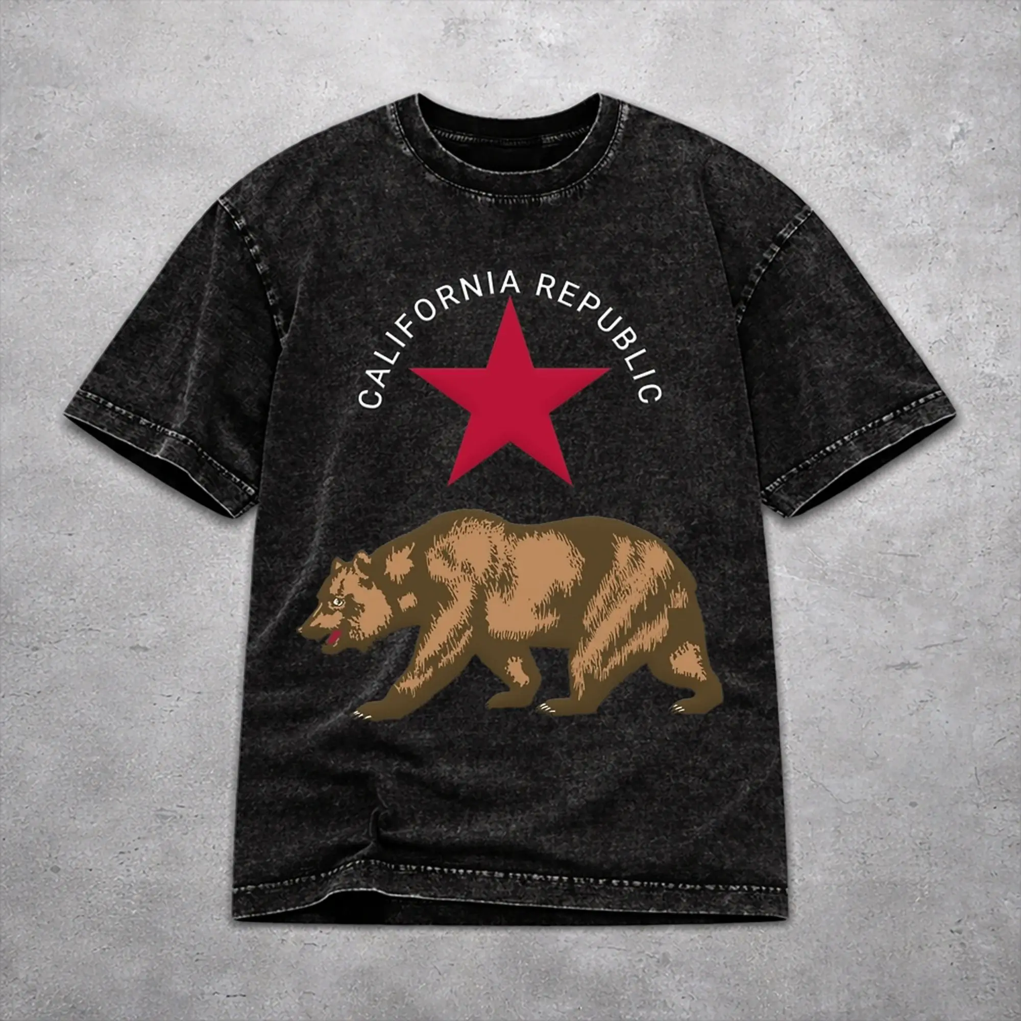 Republic California Washed T Shirt Vintage Streetwear for Men Women  Oversize Tee T-Shirts Cotton