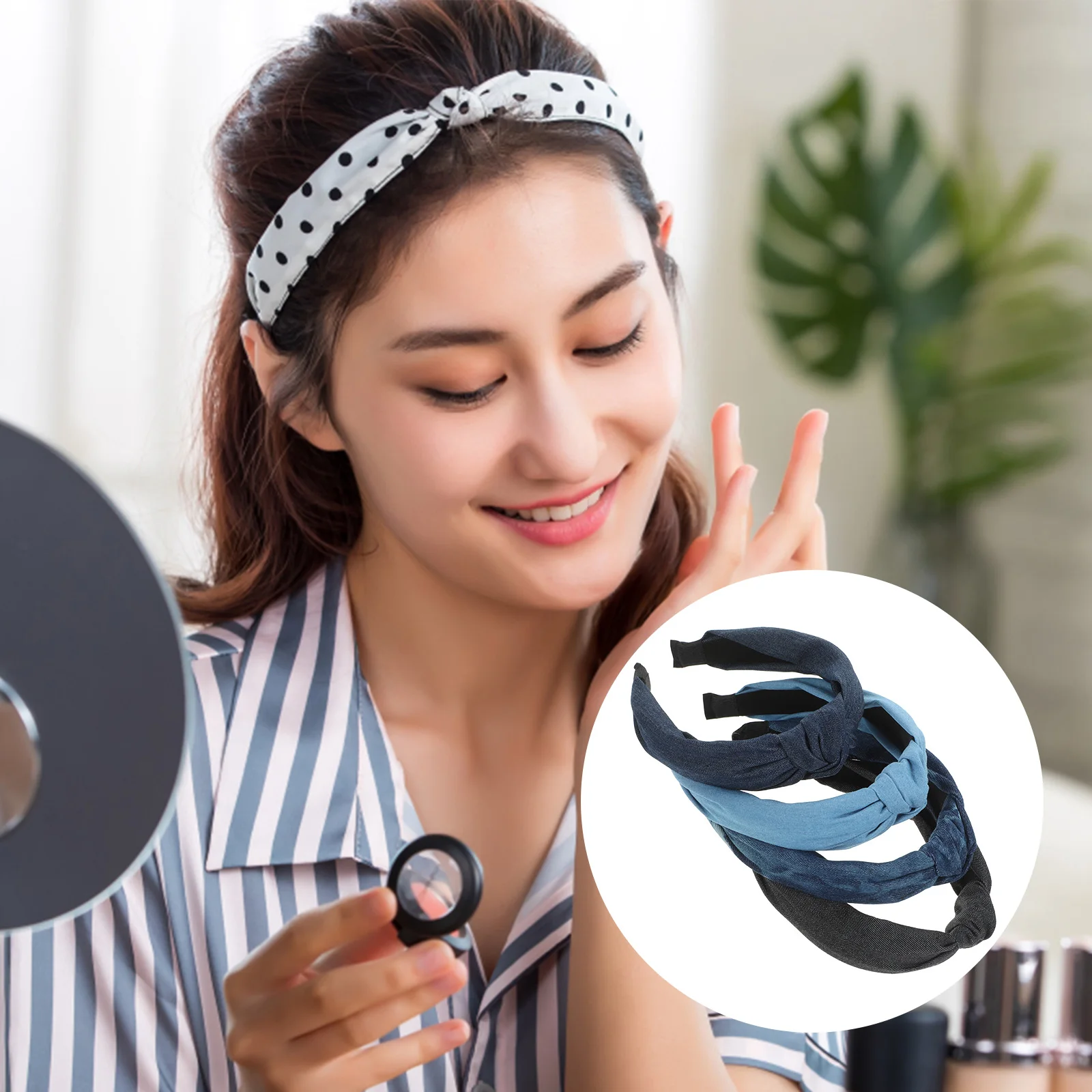 

4Pcs Denim Knot Headbands Women Comfortable Fashion Accessories Casual Outdoor Makeup Girls Headband Styling Tool