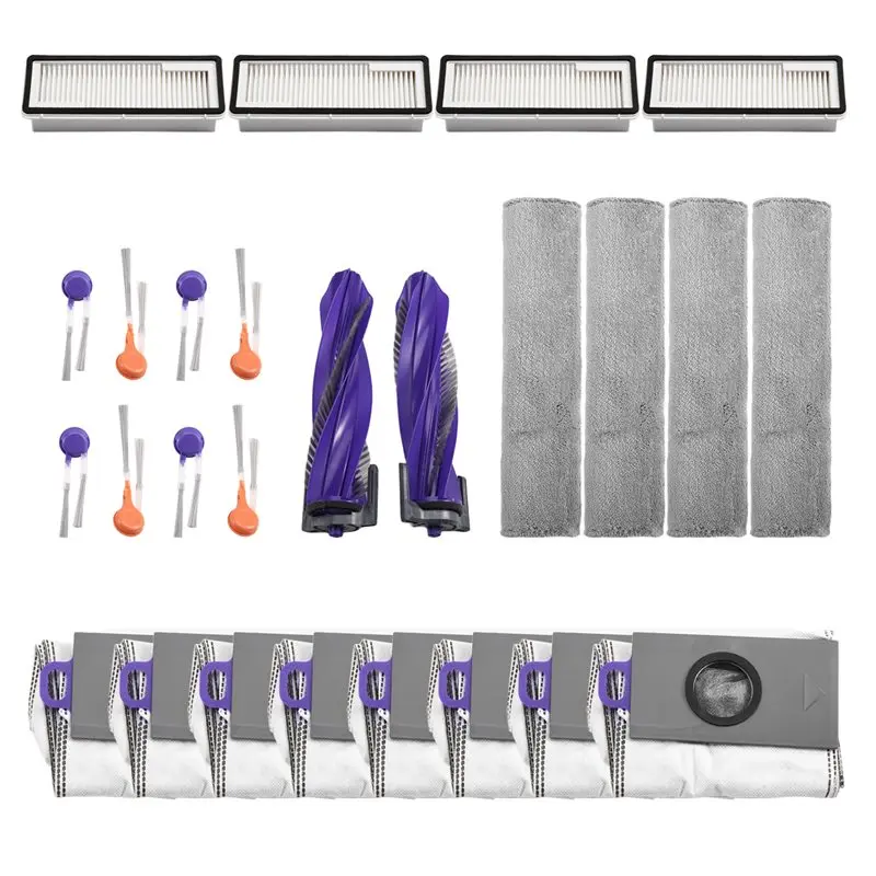 

Запасные части A69T для Narwal Flow: основная щетка, боковая щетка, HEPA-фильтр, салфетки для мытья полов и тканевые салфетки, мешки для сбора пыли, аксессуары.