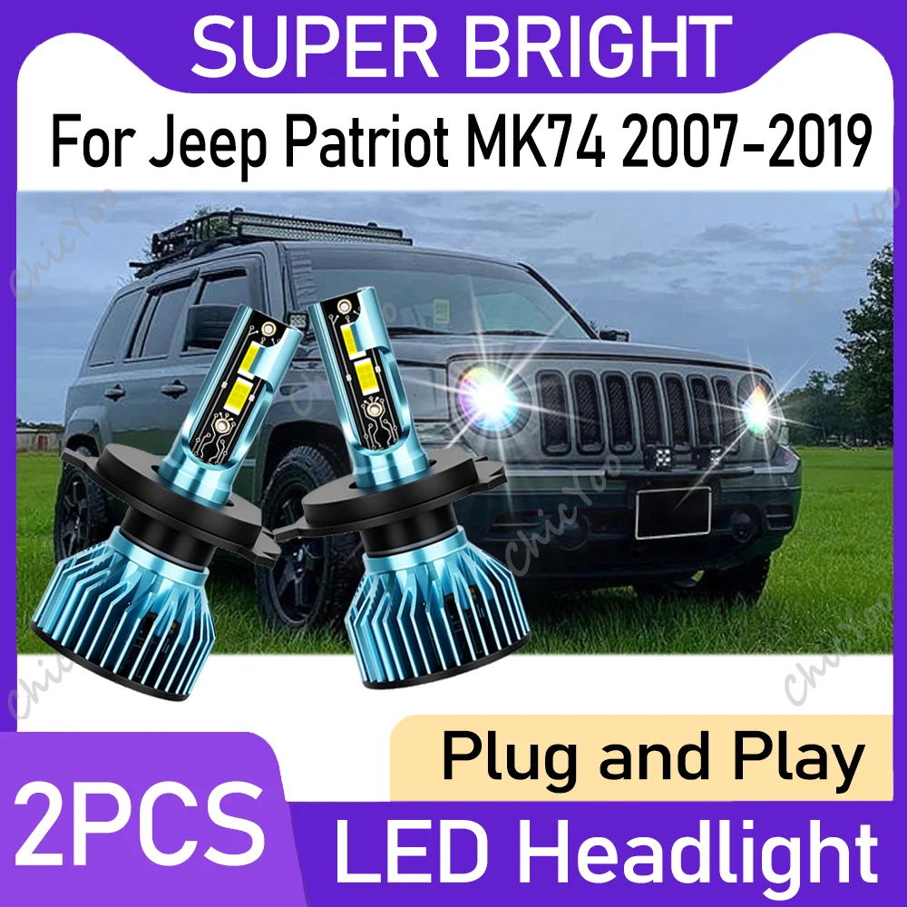 

2PCS H4 High Low Beam LED Headlights High Power Canbus No error 6000K Super White 120W 30000LM For Jeep Patriot MK74 2007-2019
