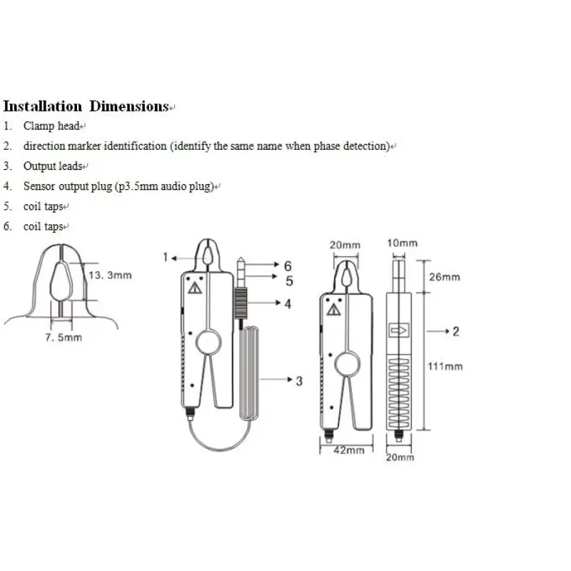 FR008 Clamp Current Sensor Leakage Automotive AC DC Current Probe Portable CT Clamp Structure Safe and Easy to Use