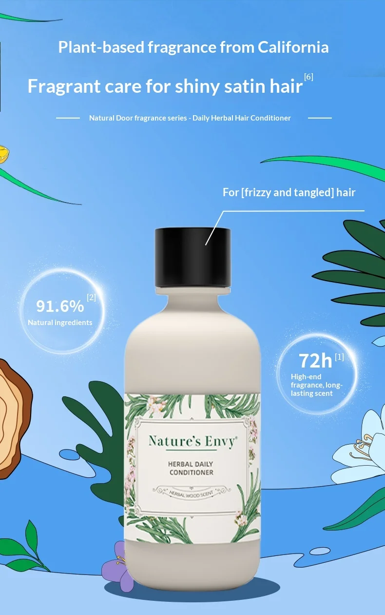 Nature's Envy Herbal Daily Conditioner 50ml Smoothing Hair Conditioner for Frizzy Hair with Herbal Extracts Vitamin E Panthenol
