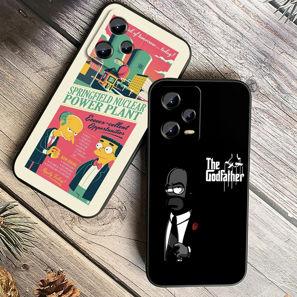 Disney The Simpsons Family For Xiaomi Redmi Note 13 12R 12 12S Turbo 11 11T 11S 10 10S Pro Plus 5G Black Soft Phone Case