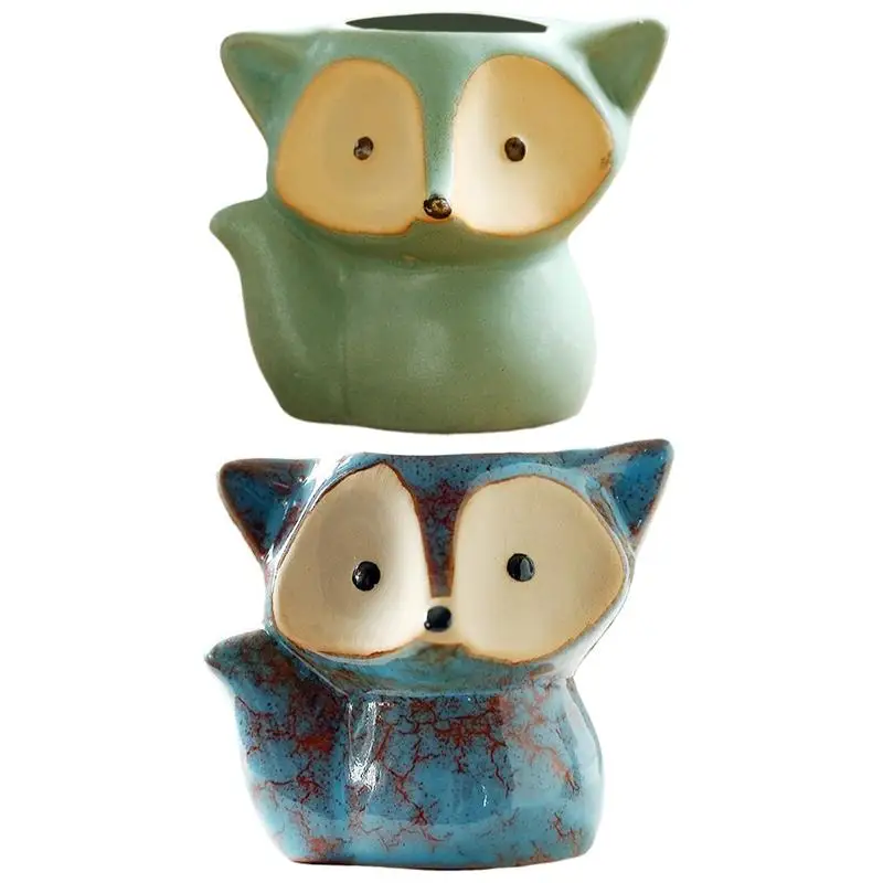 

Succulent Cute Flower Pot CeramicCartoon Pot Plant Decorative Planter Plants Holder FoxDesign Gardening Decor For Patio Backyard