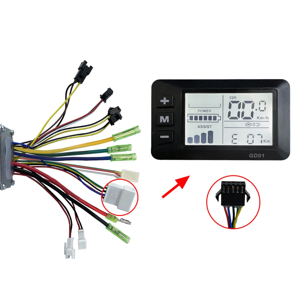 LCD فرش مجموعة التحكم LCD-GD01 وضع مزدوج Ebike سكوتر كهربائي JN تحكم الجبلية 36/48 فولت 500/750 واط 5Pin SM
