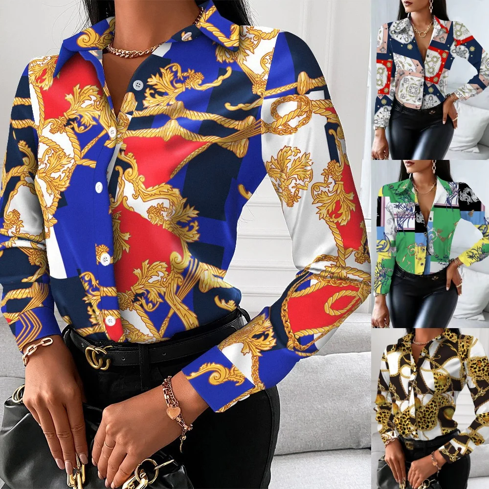 

Women's Long Sve Ne Printed irt Street Sle Loose Fit Polyester Casual Faion Spring Collection