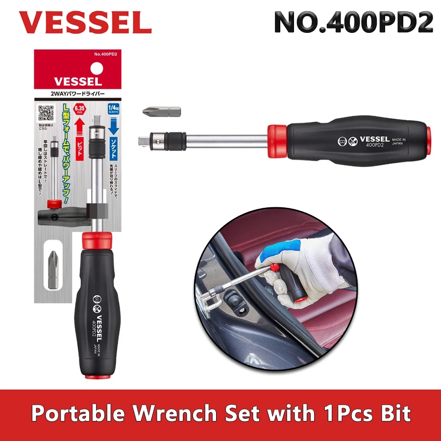 

Vessel 400PD2 2 шт. портативный набор гаечных ключей с 1 шт. отвертка складная отвертка ручка отвертка универсальные ручные инструменты