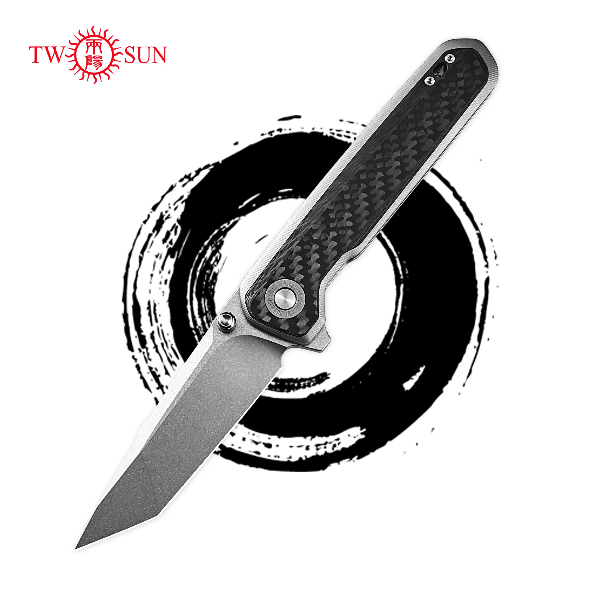 Twosun ts473 faca dobrável 14c28n lâmina faca de bolso coltello acampamento corte peixe tc4 lidar com edc ao ar livre ultra afiada caça faca