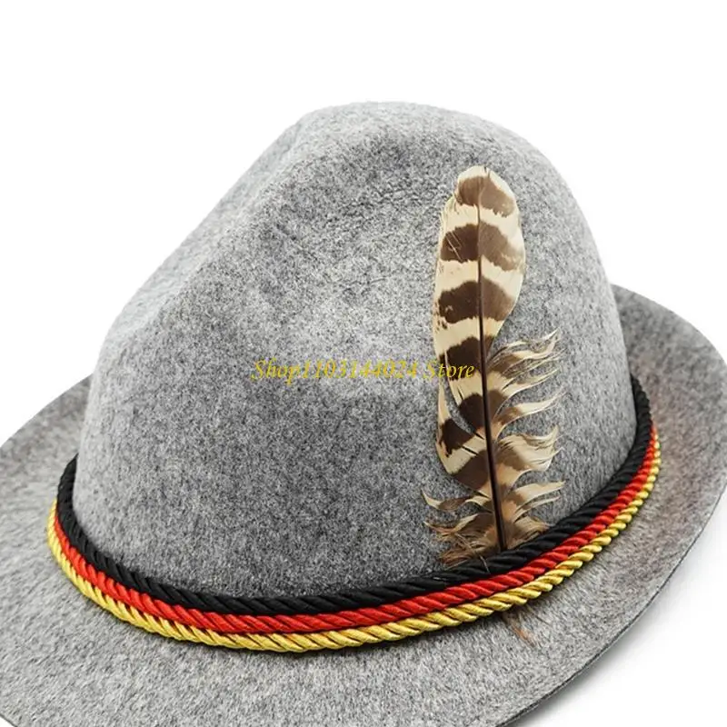 Retro Fedora Hut Frauen Männer Filz Damen Oktoberfest Hüte Party Feder Dekor Westlichen Stil Top Motorhaube männer Cosplay hut