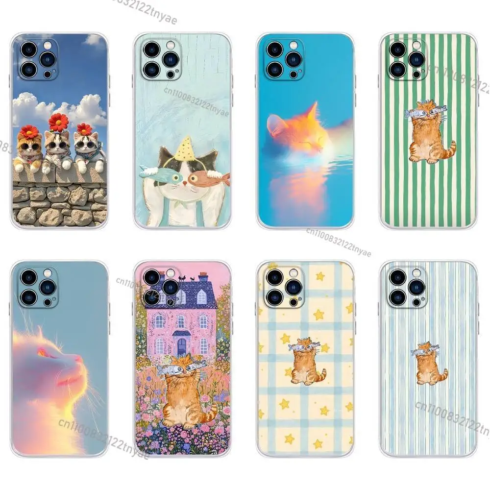 

Cute cat catching fish Phone Case For iPhone 16,Pro,15,ProMax,14,Plus,13,12,11,Pro,16,E IPhone Air,17,Pro Drop Protection Cover