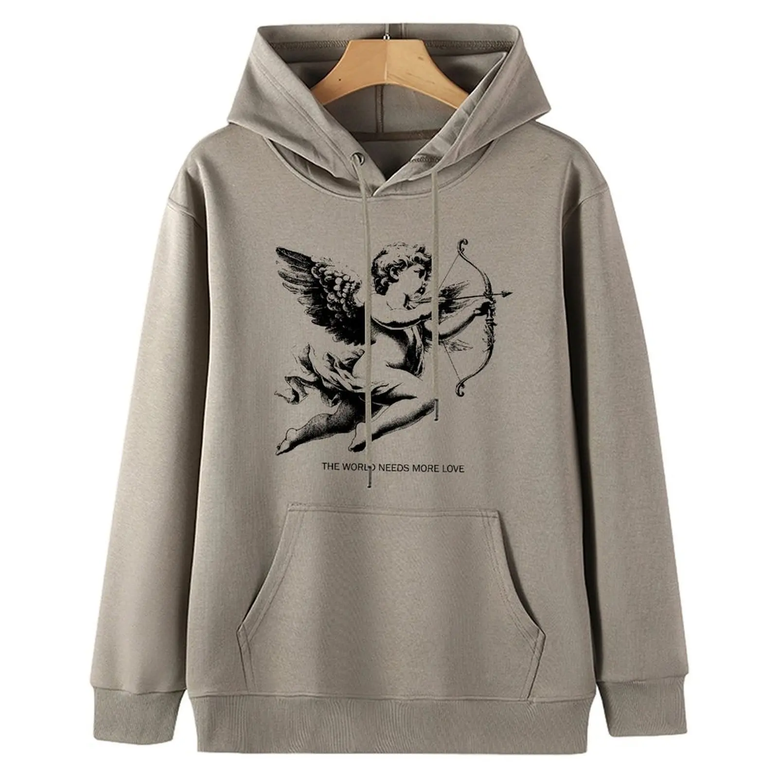 المرأة هوديس البلوز عادية مريحة الشتاء المطبوعة نمط خمر كيوبيد كم طويل سترة الشتاء ملابس امرأة 2025