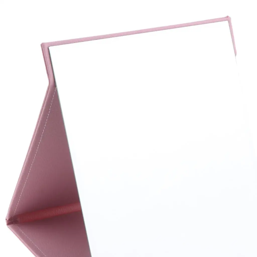 Draagbare opvouwbare make-upspiegel, slank PU-leer opvouwbare compacte make-up tafelblad cosmetische reisspiegel met staand, L