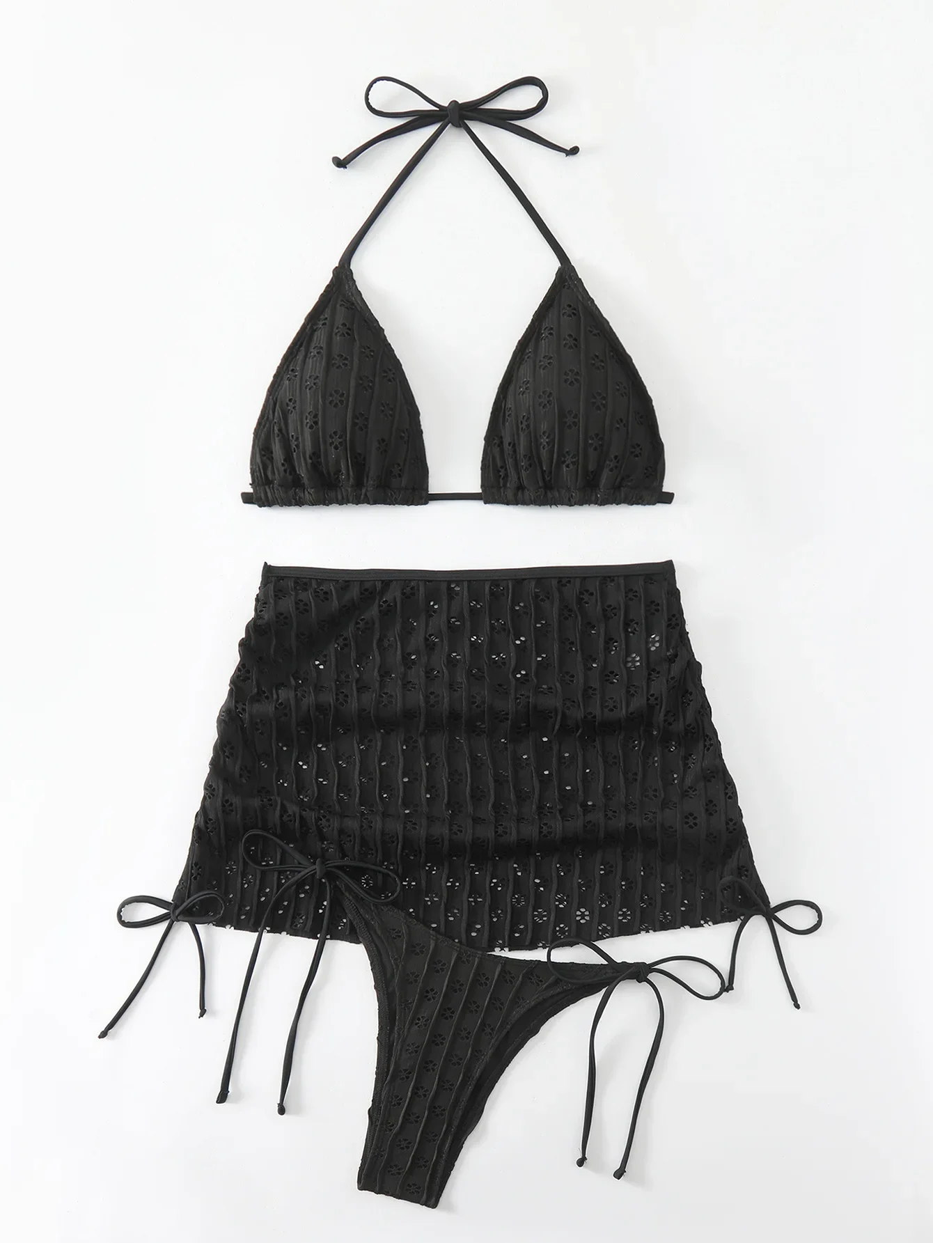 Sexy Bikinis 2024 Women Thong Brazilian Bikini Set Female Three Piece Swimsuit Skirts New Black Swimwear Beach Wear Bathing Suit