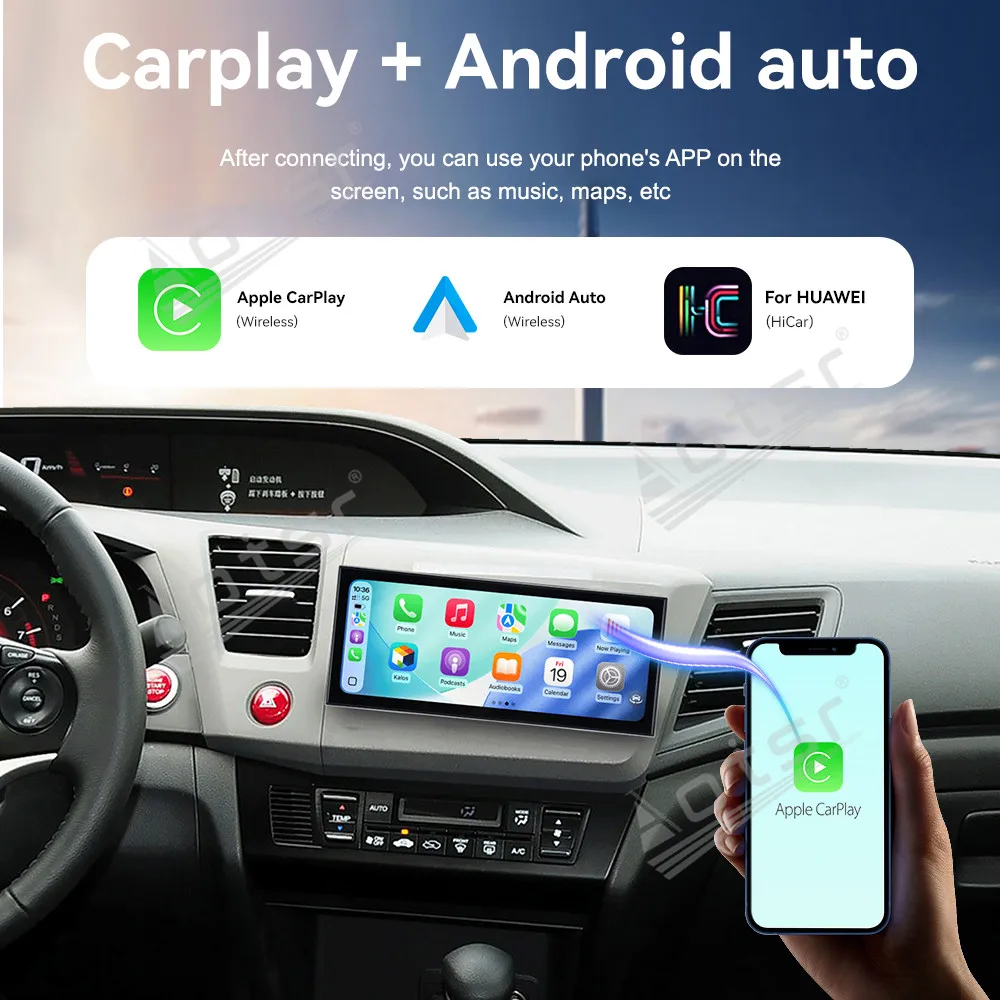 CarPlay 15.8’’ Android 15 For Honda  Civic   2012-2015  Car gadgets Car GPS media Navigation HD Screen Multimedia Player Head