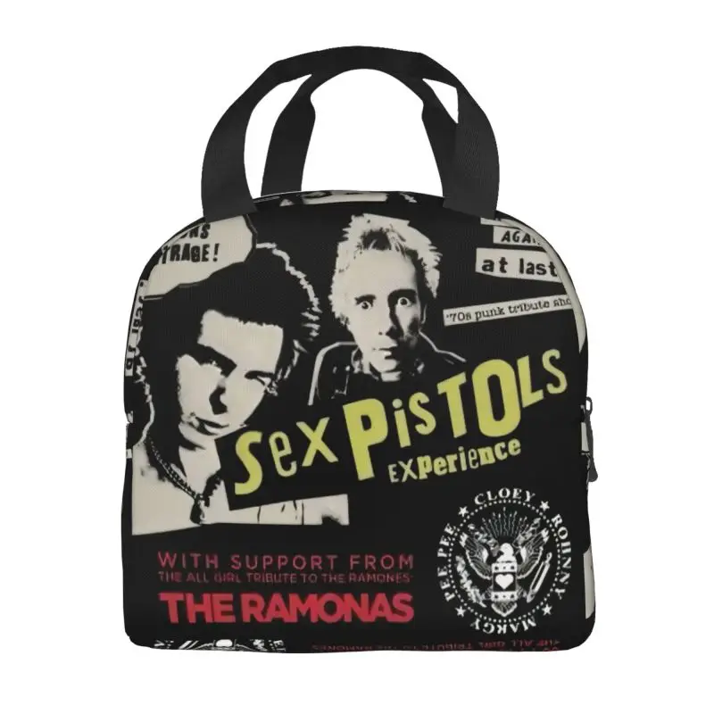 Sex Pistols Insulated Lunch Bags for Camping Travel Heavy Metal Rock Band Waterproof Thermal Cooler Lunch Box Women Children