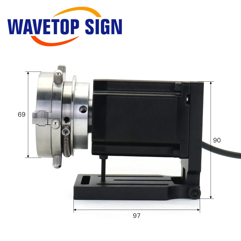 WaveTopSign Dia.69mm Rotary Device 2Phase Motor Rotary Attachment with Driver for Co2 and Fiber Marking Machine Expansion Axis