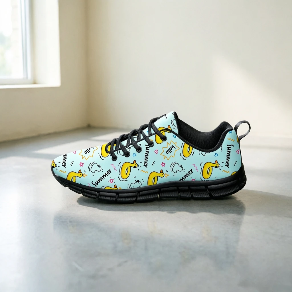 

Cartoon Duck Printed Low Top Sneakers, Vibrant Game Custom Design, Cushion Soft Shoes, Unisex Outdoor Leisure