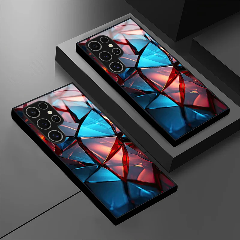 Crystal crack pattern glass phone case for Samsung, including models such as Galaxy S26/S25/S24/S23 / S22/S21 etc.