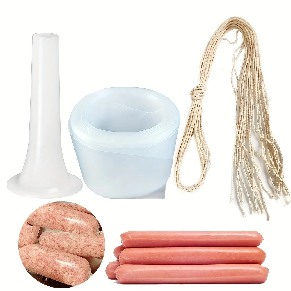 Width 50mm / Diameter 32mm Clear Plastic Sausage Set Sausage Maker Tools Packaging Funnel Tied Rope Barbecue Kitchen Supplies
