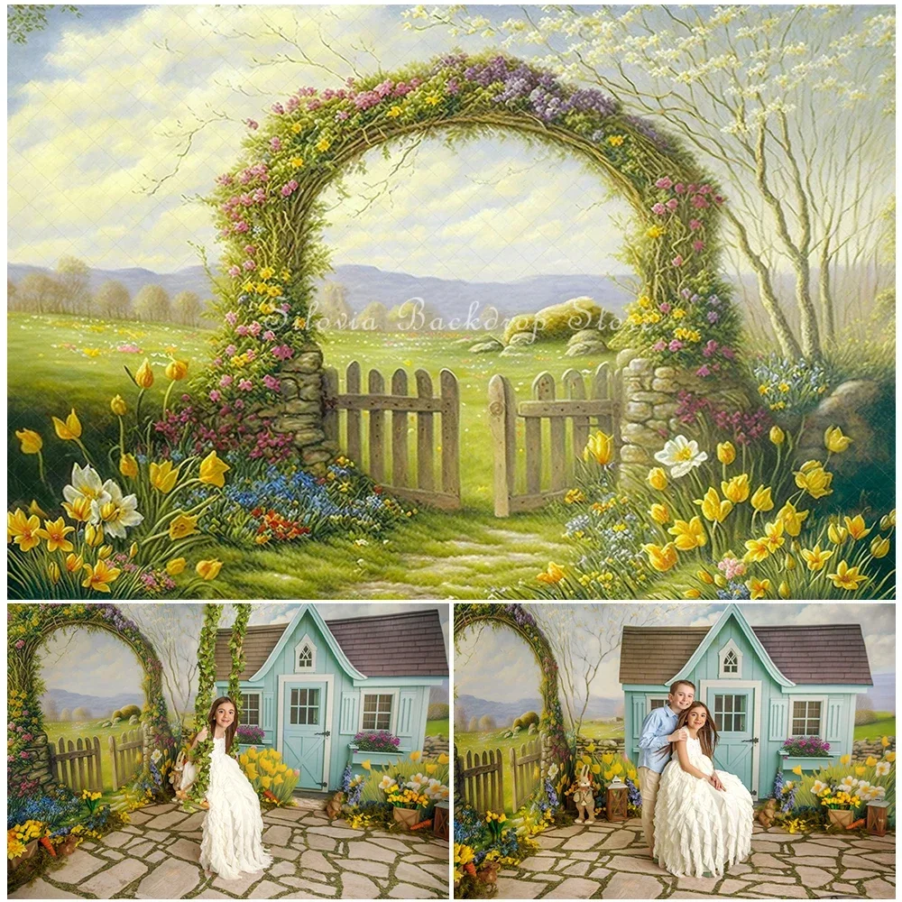 

Весенние ворота, арка, фотофон, садовые цветы, фон для фотосъемки, детский день рождения, торт, реквизит для фотостудии