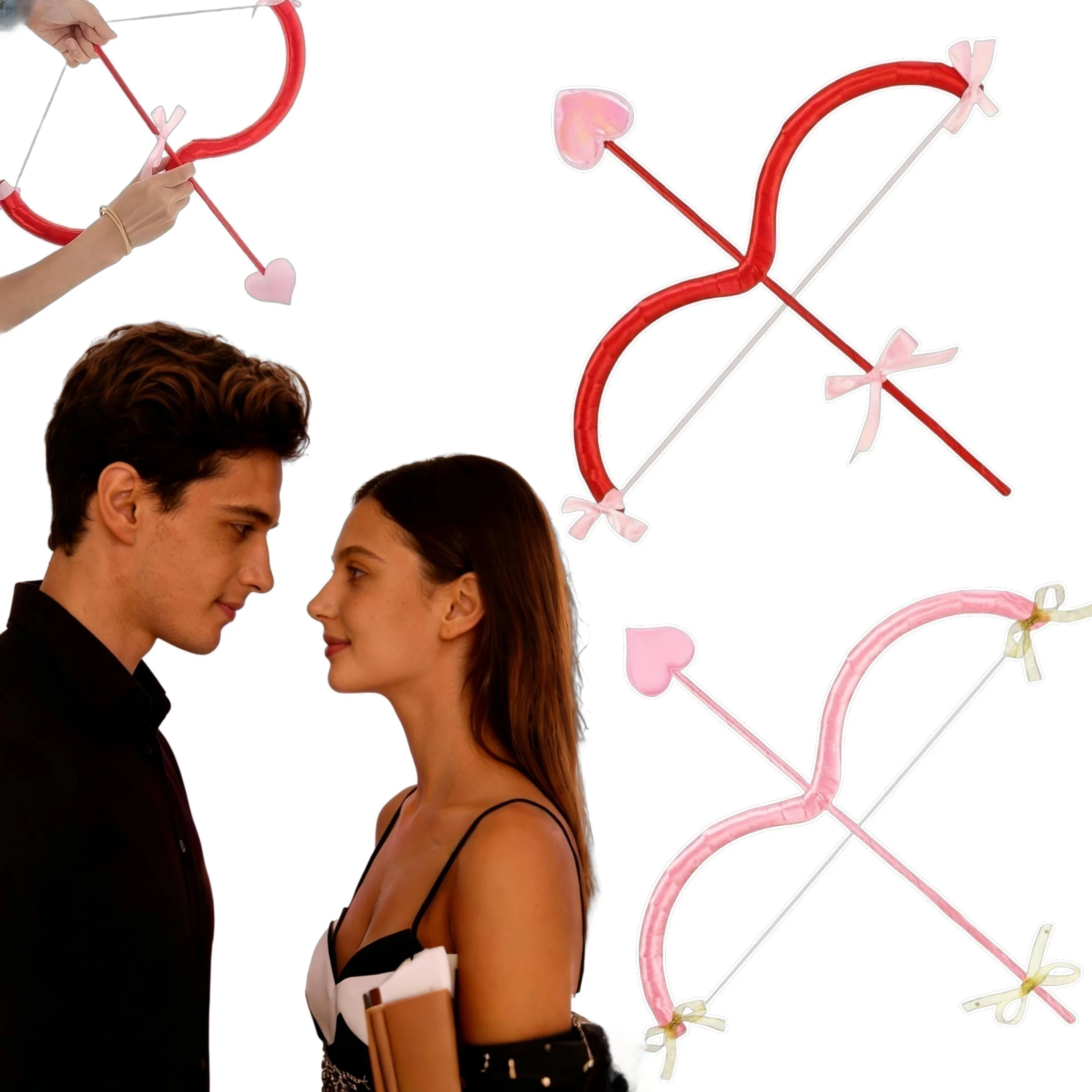Cupid's Pfeil und Bogen-Set für Valentinstag, Hochzeiten, Dekoration, Fotokabinen-Requisiten, romantischer Engel, Kostümzugang, Verkleidung, Partygeschenke