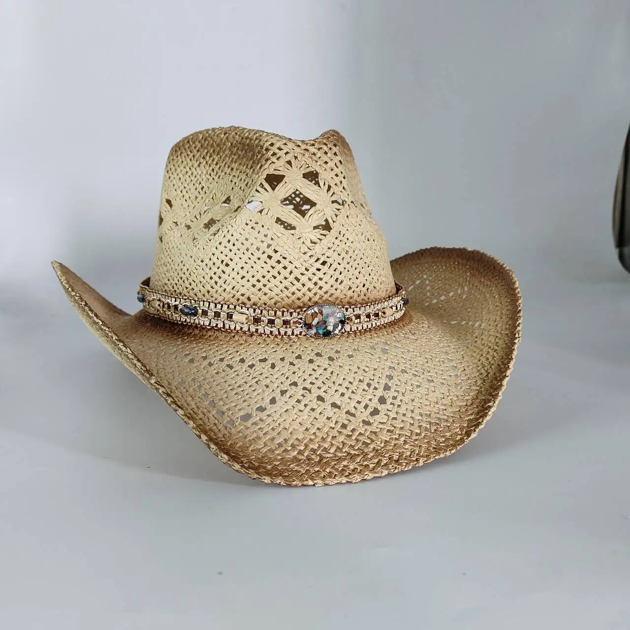 

Men's and women's beach hats breathable western cowboy straw hats fashionable wide brim sun hats cowboy hats