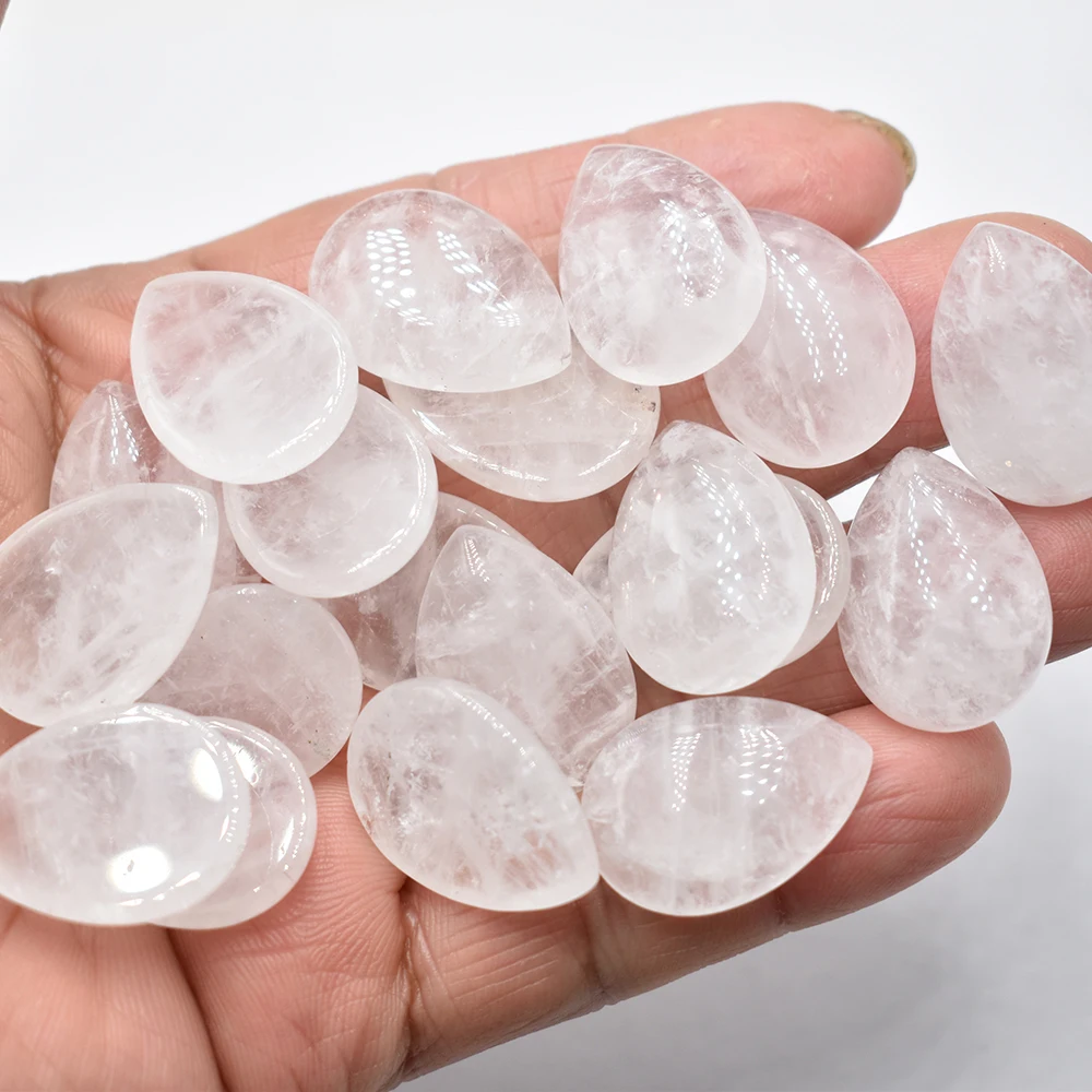 Großhandel 20 Stück/Lot 25x18mm Naturstein weiße Kristall-Tropfenform CABOCHON-Perlen für die Herstellung von Schmuckzubehör Kostenloser Versand – Detail 1