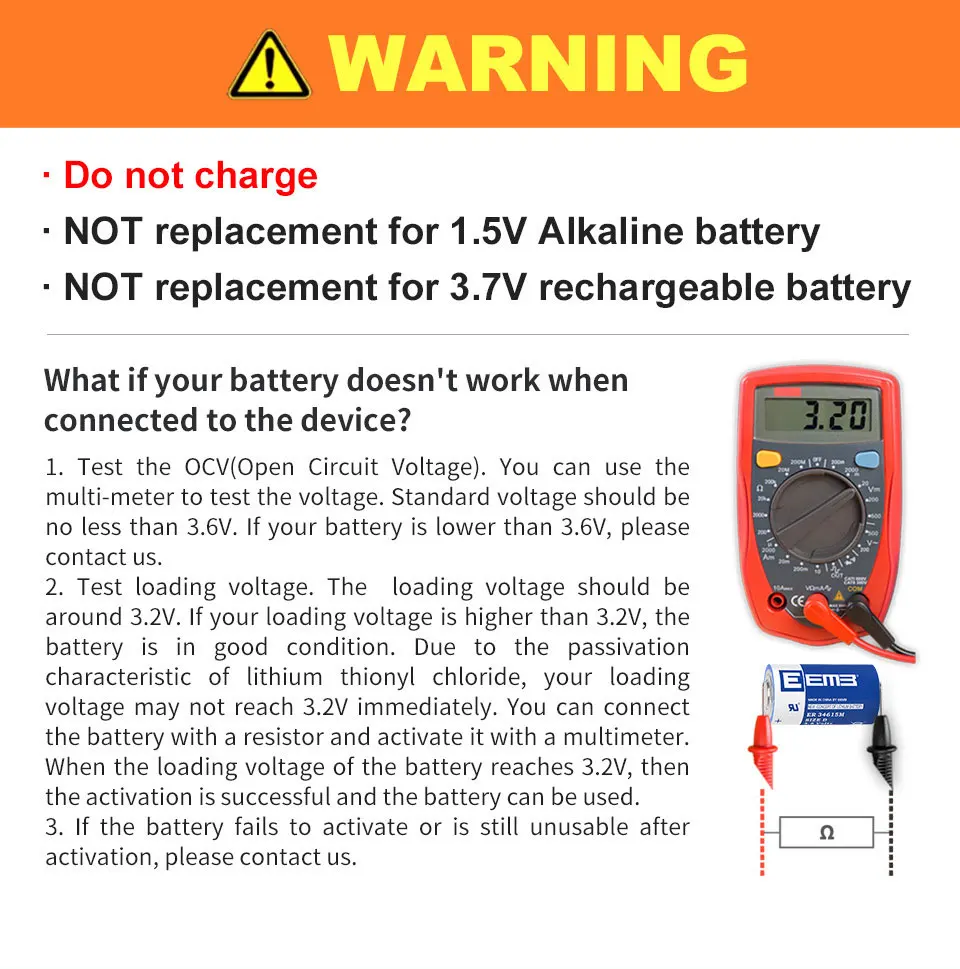 1 ~ 50pcs EEB er34615m البطارية 3.6V د حجم بطارية ليثيوم 13000 ماه غير قابلة للشحن ، نوع السلطة بطارية ليثيوم