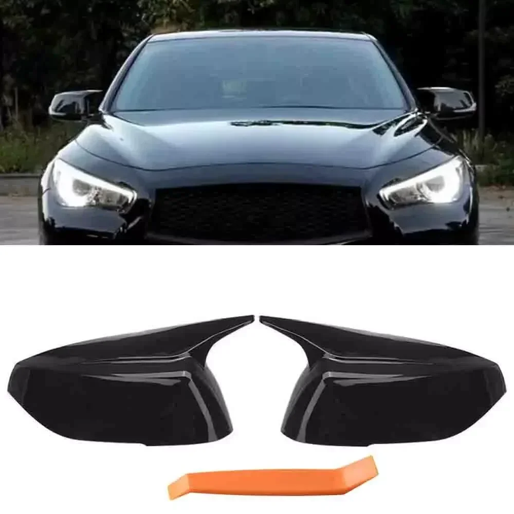 

For Infiniti Q50 Q60 QX30 Q70 2014-2020 Pair Glossy Black Car Side Door Rearview Mirror Cover Cap Rear View Mirror Shell Case