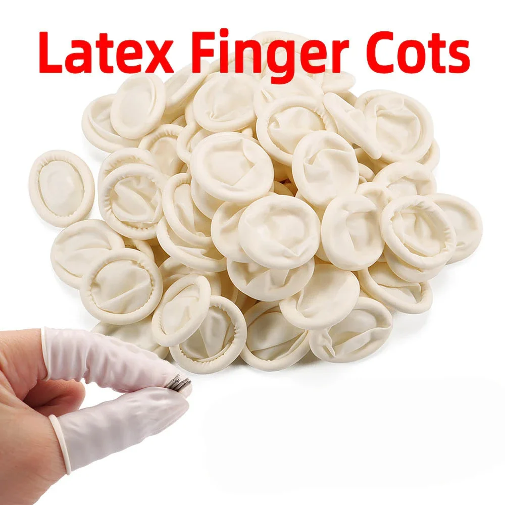 100x Disposable Latex Finger Cots Non-toxic Antistatic Protector Fingertip Fingers Work Gloves forBeauty Manicure finger condoms