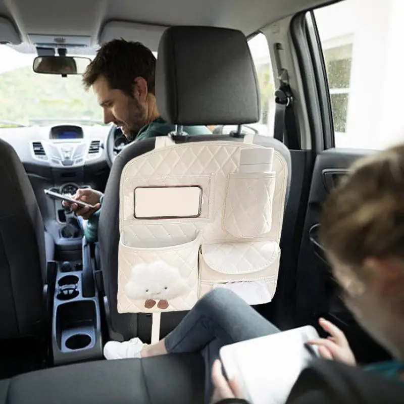 Car Rear Seat Organizer Kids Car Backseat Cover Protector with Touch Screen Tablet Holder Kick Mats with Pocket for Toys