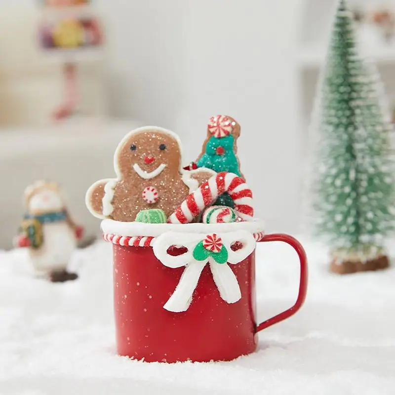 Christmas Coffee Mug Ornaments Enamel Mugs Holiday Coffee Cups Hangings Decoration Mug Of Hot Chocolate Ornaments Coffee Mug