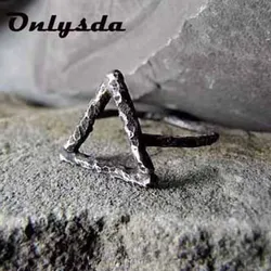 Boyfriend Gift Fire Symbol Esoteric Wicca Triangle Ring Viking Punk Gothic Antique Simple Male Anel For Men Rock Bikers Jewelry